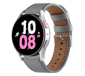 Strap-it® Samsung Galaxy Watch 5 - 44mm leren bandje (grijs) Strap-it® Samsung Galaxy Watch 5 - 44mm leren bandje (grijs)
