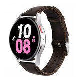 Strap-it® Samsung Galaxy Watch 5 - 44mm leren bandje (donkerbruin)