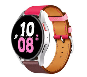 Strap-it® Samsung Galaxy Watch 5 - 44mm leren bandje (knalroze/roodbruin) Strap-it® Samsung Galaxy Watch 5 - 44mm leren bandje (knalroze/roodbruin)