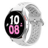 Strap-it® Samsung Galaxy Watch 5 - 44mm siliconen bandje met gaatjes (wit)