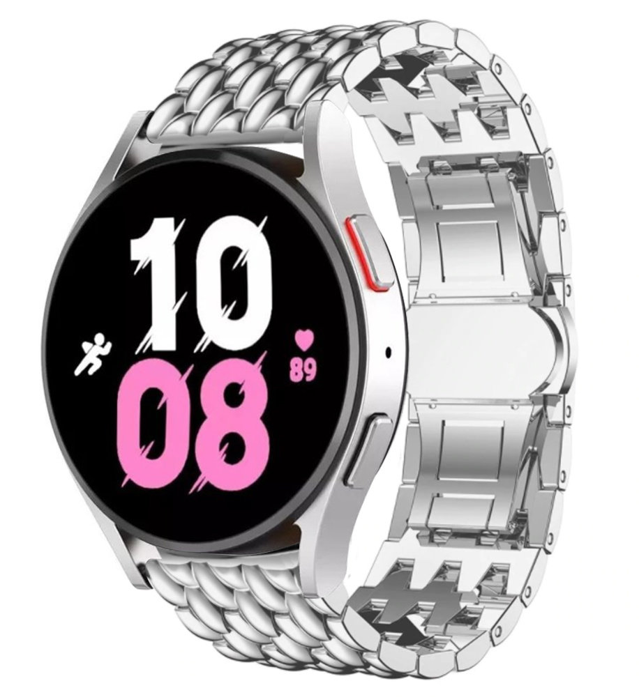 Strap-it® Strap-it Samsung Galaxy Watch 5 - 44mm stalen draak bandje (zilver)