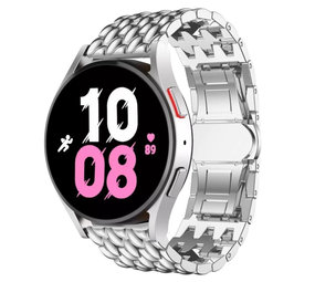 Strap-it® Samsung Galaxy Watch 5 - 44mm stalen draak bandje (zilver)