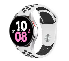 Strap-it® Samsung Galaxy Watch 5 - 44mm sport band (wit/zwart)