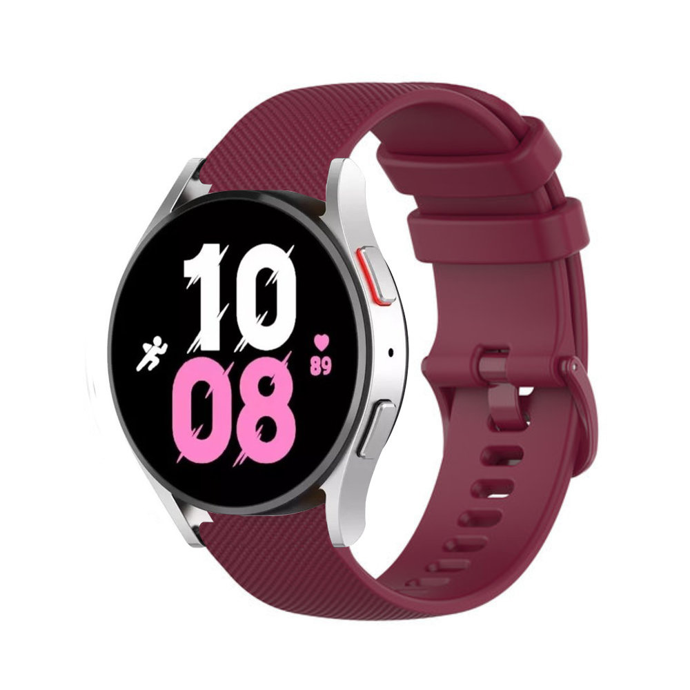 Strap-it® Strap-it Samsung Galaxy Watch 5 - 44mm luxe siliconen bandje (donkerrood)
