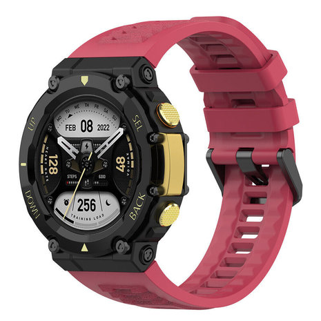 Strap-it® Strap-it Amazfit T-Rex 2 siliconen bandje (rood)