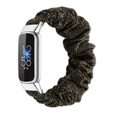 Strap-it® Fitbit Luxe scrunchie bandje (zwart goud)