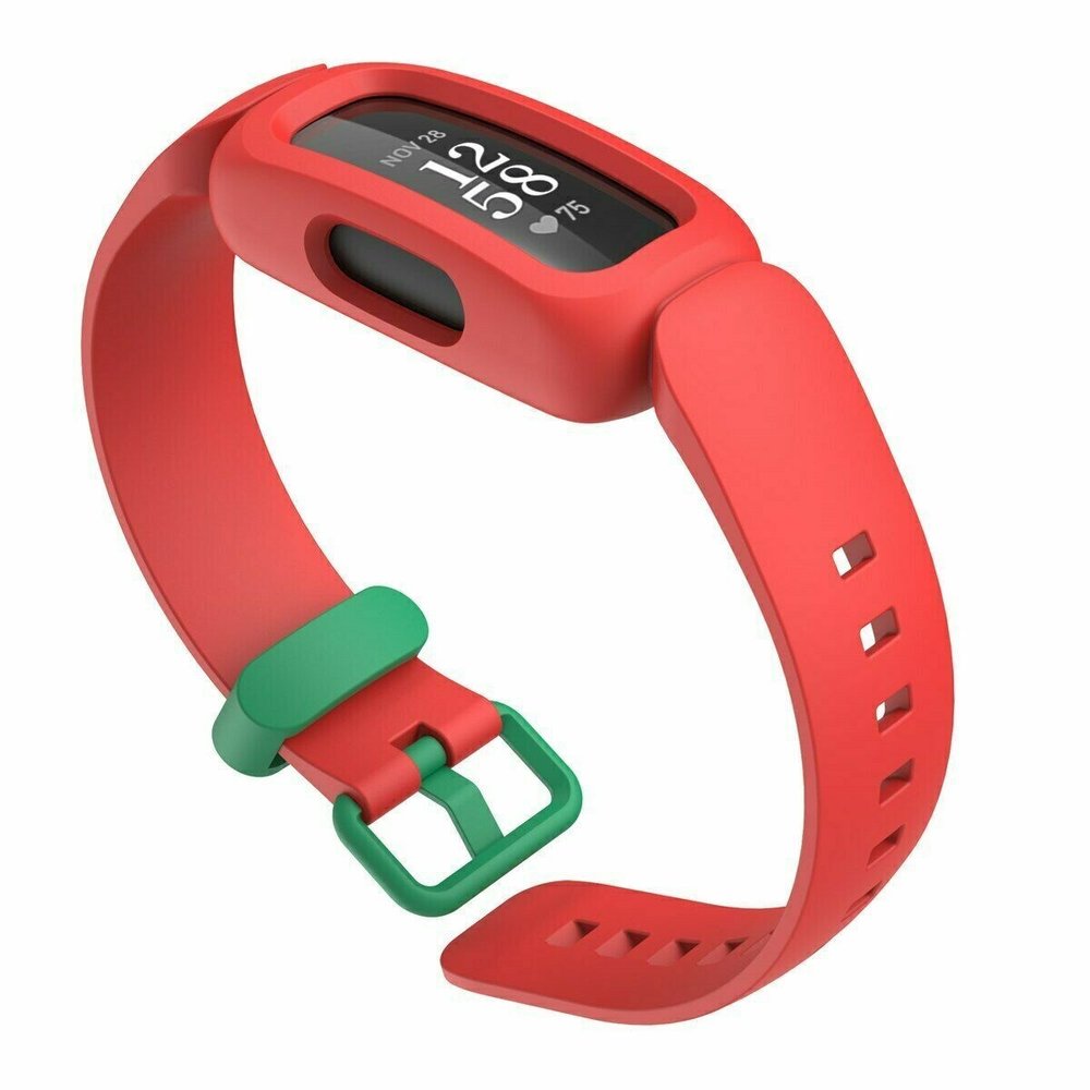 Fitbit Ace 3 siliconen bandje (rood/groen) Smartwatchbanden.nl