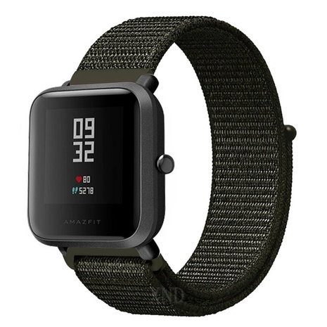 Strap-it® Strap-it Xiaomi Amazfit Bip nylon band (donkergroen)