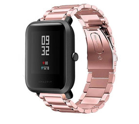 Strap-it® Xiaomi Amazfit Bip stalen band (rosé pink)