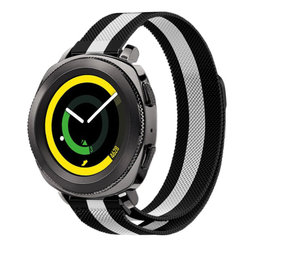 Strap-it® Samsung Gear Sport Milanese band (zwart/wit)
