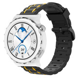 Strap-it® Huawei Watch GT 3 Pro 43mm sport gesp band (zwart/geel)