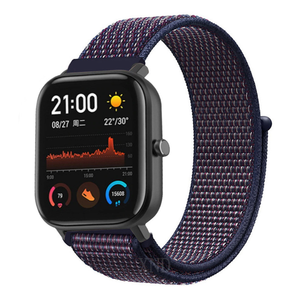 Strap-it® Strap-it Xiaomi Amazfit GTS nylon band (paars-blauw)