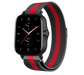 Strap-it® Amazfit GTS 2 Milanese band (zwart/rood)