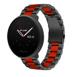 Strap-it® Polar Ignite 2 stalen band (zwart/rood)