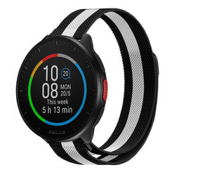 Strap-it® Polar Pacer Milanese band (zwart/wit) Strap-it® Polar Pacer Milanese band (zwart/wit)