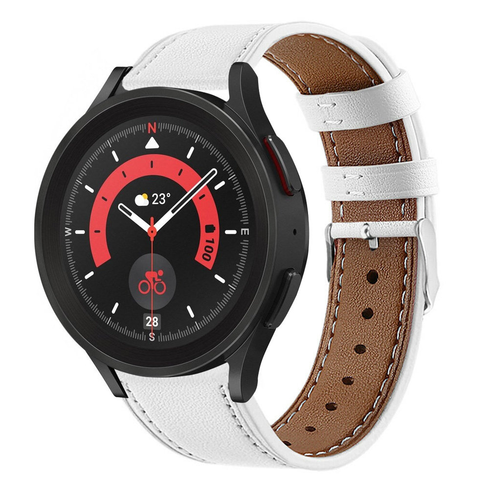 Strap-it® Strap-it Samsung Galaxy Watch 5 Pro leren bandje (wit)