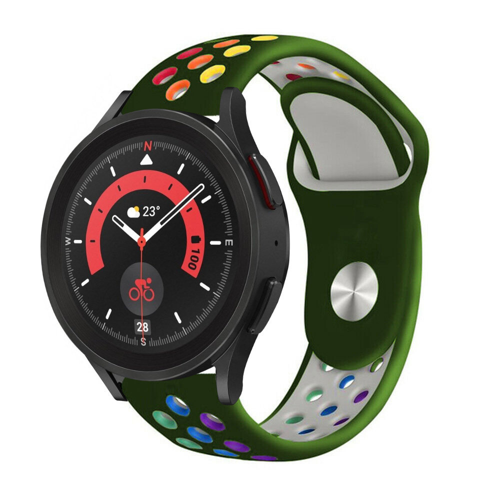 Strap-it® Strap-it Samsung Galaxy Watch 5 Pro sport band (legergroen/kleurrijk) Strap-it® Strap-it Samsung Galaxy Watch 5 Pro sport band (legergroen/kleurrijk)