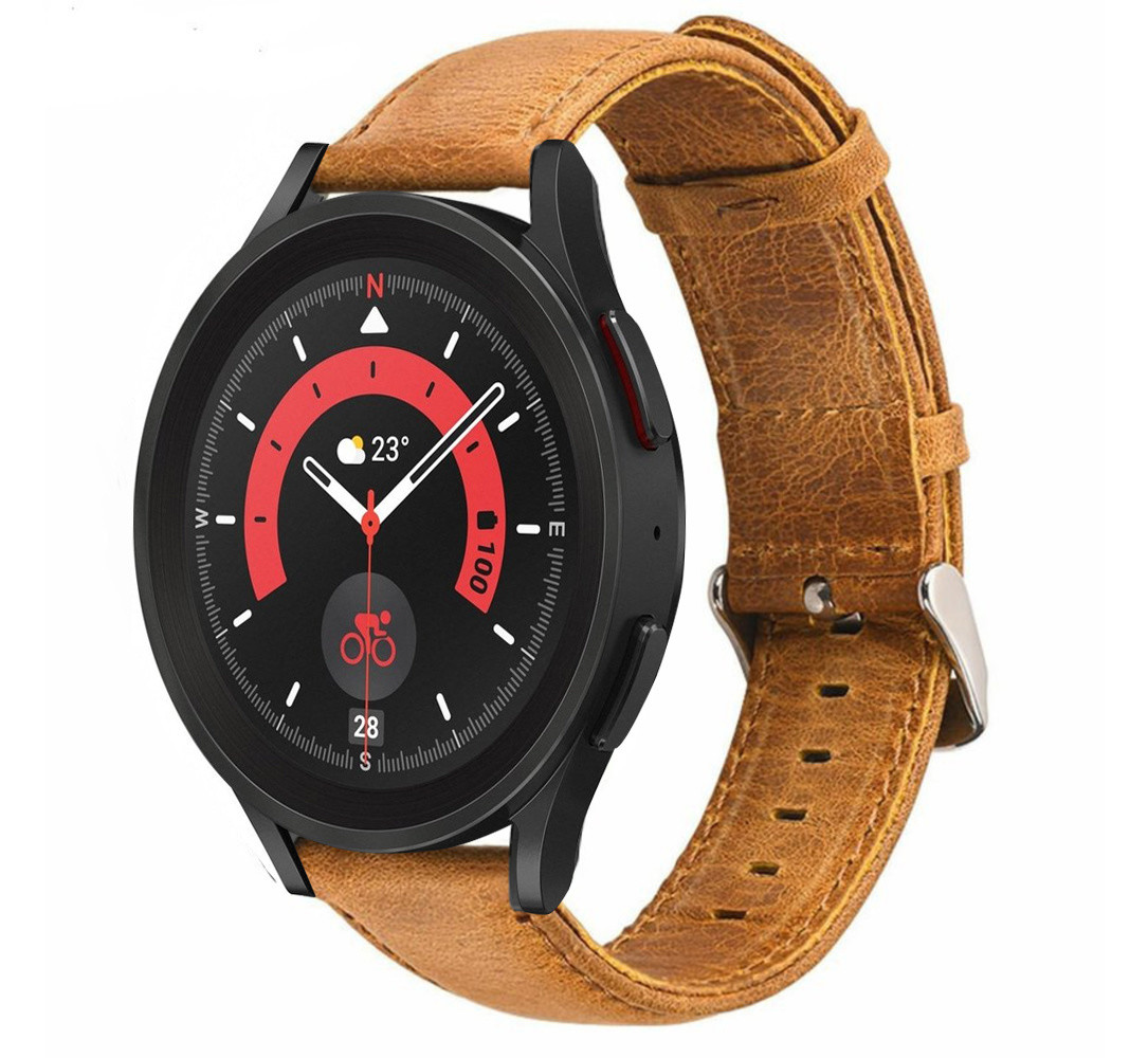 Strap-it® Strap-it Samsung Galaxy Watch 5 Pro leren bandje (bruin)