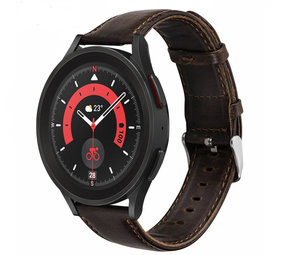 Strap-it® Samsung Galaxy Watch 5 Pro leren bandje (donkerbruin)