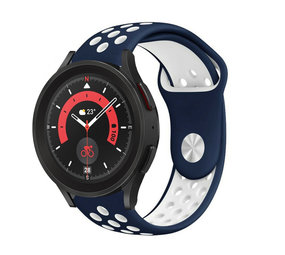 Strap-it® Samsung Galaxy Watch 5 Pro sport band (blauw/wit)