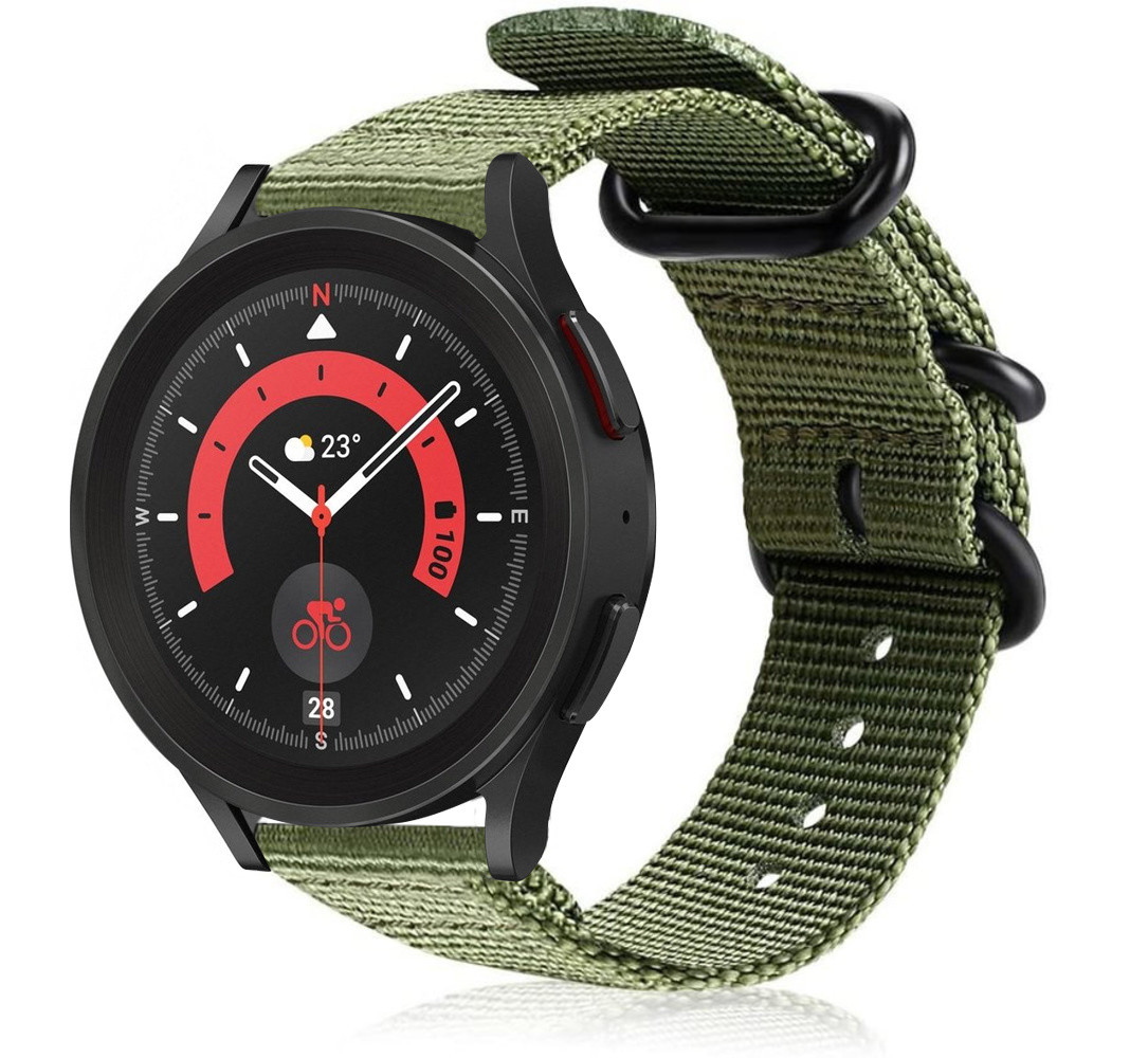 Strap-it® Strap-it Samsung Galaxy Watch 5 Pro nylon gesp band (groen)
