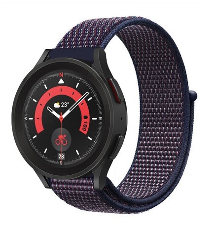 Strap-it® Strap-it Samsung Galaxy Watch 5 Pro nylon band (paars/blauw)