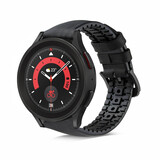 Strap-it® Samsung Galaxy Watch 5 Pro siliconen / leren bandje  (zwart)