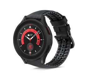 Strap-it® Samsung Galaxy Watch 5 Pro siliconen / leren bandje  (zwart)