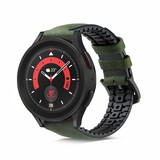 Strap-it® Samsung Galaxy Watch 5 Pro siliconen / leren bandje (groen)