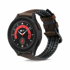 Strap-it® Strap-it Samsung Galaxy Watch 5 Pro siliconen / leren bandje (bruin)