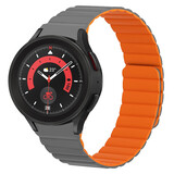 Strap-it® Samsung Galaxy Watch 5 Pro magnetisch siliconen bandje (grijs/oranje) Strap-it® Samsung Galaxy Watch 5 Pro magnetisch siliconen bandje (grijs/oranje)