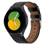 Strap-it® Samsung Galaxy Watch 5 - 40mm leren bandje (strak-zwart)