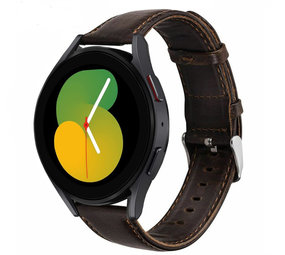 Strap-it® Samsung Galaxy Watch 5 - 40mm leren bandje (donkerbruin)