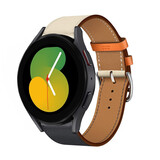 Strap-it® Samsung Galaxy Watch 5 - 40mm leren bandje (wit/donkerblauw) Strap-it® Samsung Galaxy Watch 5 - 40mm leren bandje (wit/donkerblauw)