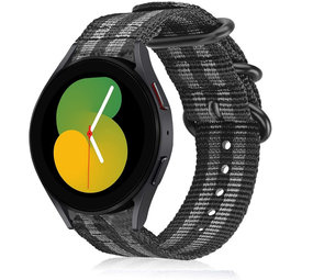 Strap-it® Samsung Galaxy Watch 5 - 40mm nylon gesp band (zwart/grijs)