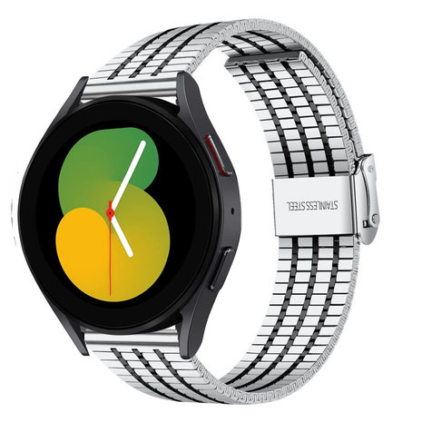 Strap-it® Strap-it Samsung Galaxy Watch 5 - 40mm roestvrij stalen band (zilver/zwart)