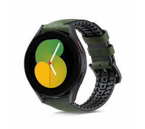 Strap-it® Samsung Galaxy Watch 5 - 40mm siliconen / leren bandje (groen)