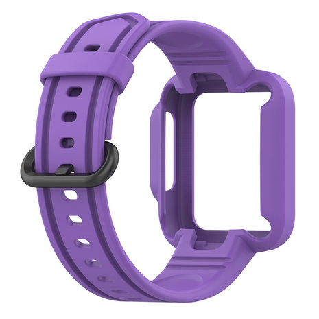 Strap-it® Strap-it Xiaomi Mi Watch Lite siliconen bandje met frame (paars)
