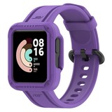 Strap-it® Xiaomi Mi Watch Lite siliconen bandje met frame (paars)