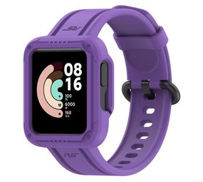 Strap-it® Xiaomi Mi Watch Lite siliconen bandje met frame (paars)