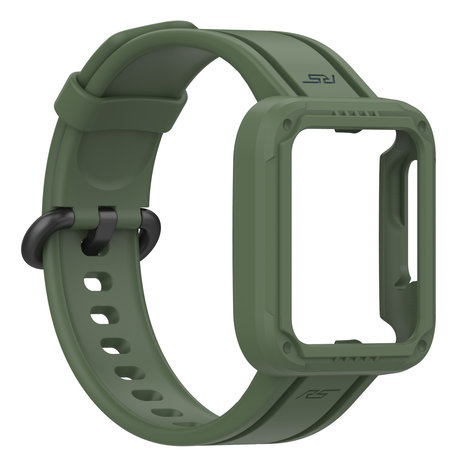 Strap-it® Strap-it Xiaomi Mi Watch Lite siliconen bandje met frame (donkergroen)