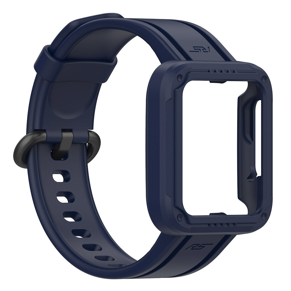 Strap-it® Strap-it Xiaomi Mi Watch Lite siliconen bandje met frame (donkerblauw)