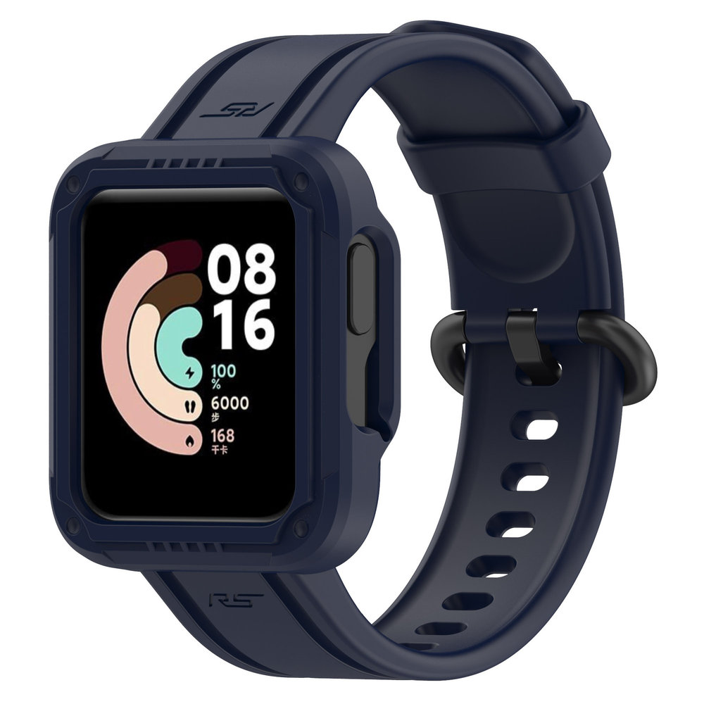 Strap-it® Strap-it Xiaomi Mi Watch Lite siliconen bandje met frame (donkerblauw)