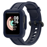 Strap-it® Xiaomi Mi Watch Lite siliconen bandje met frame (donkerblauw)