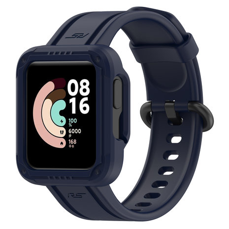 Strap-it® Strap-it Xiaomi Mi Watch Lite siliconen bandje met frame (donkerblauw)