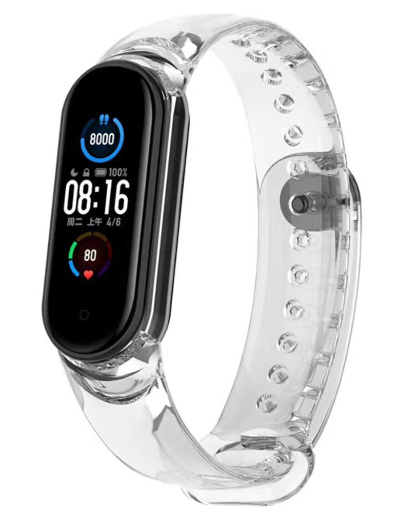 Strap-it® Strap-it Xiaomi Mi Band 6 zon-verkleurend crystal bandje (transparant)