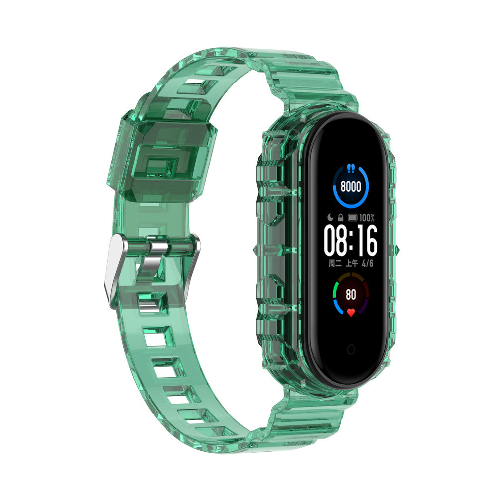 Strap-it® Strap-it Xiaomi Mi Band 6 clear TPU bandje (transparant-groen)