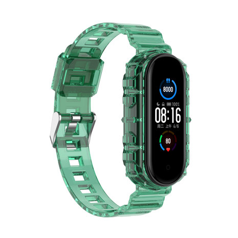 Strap-it® Strap-it Xiaomi Mi Band 6 clear TPU bandje (transparant-groen)