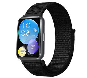 Strap-it® Huawei Watch Fit 2 nylon bandje (zwart)