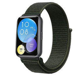 Strap-it® Huawei Watch Fit 2 nylon bandje (legergroen)